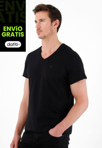 Tennis Camiseta Negra Cuello En V Para Hombre Tennis