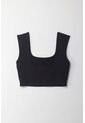 Tennis Camiseta Crop Manga Sisa Negra Para Mujer de Tennis