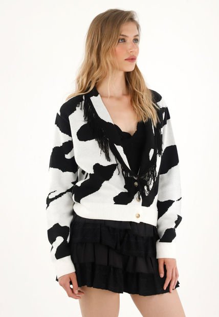 Buzo De Animal Print Con Flecos Para Mujer