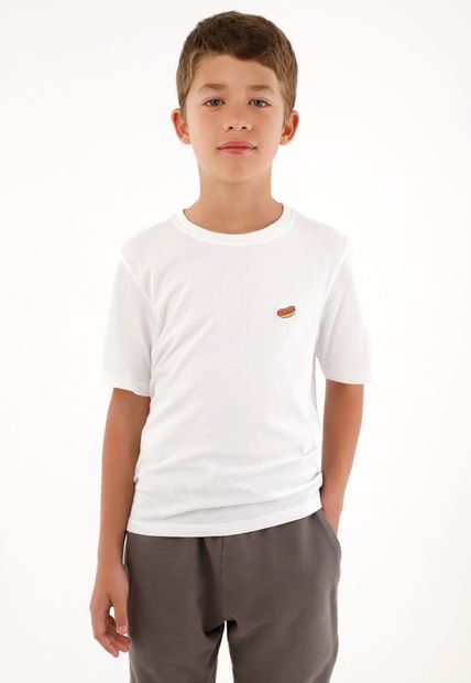 Camiseta Blanca De Manga Corta Para Niño