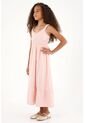 Vestido Rosado Largo Con Elástico En La Cintura Para Niña de Tennis