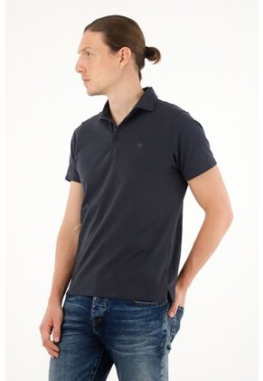Tennis Polo Azul Con Raqueta Bordada Para Hombre