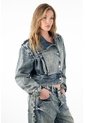 Tennis Chaqueta Crop Con Solapas Asimétricas Azul Para Mujer de Tennis