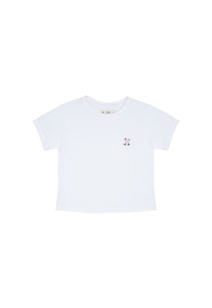 Camiseta Blanca Con Bordado Decorativo Para Niña