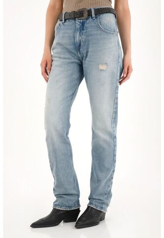 Tennis Jean Recto Tiro Alto Con Rotos Localizados Para Mujer Tennis