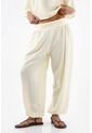 Tennis Pantalón Para Mujer De Viscosa Marfil Fit Relajado Con Textura Crinkle de Tennis