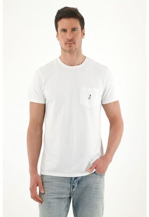 Tennis Camiseta Con Bolsillo Delantero Blanca Para Hombre