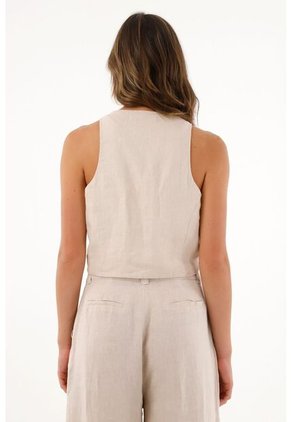 Tennis Chaleco En 100% Lino Crudo Para Mujer
