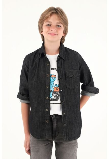 Camisa Negra Manga Larga Para Niño