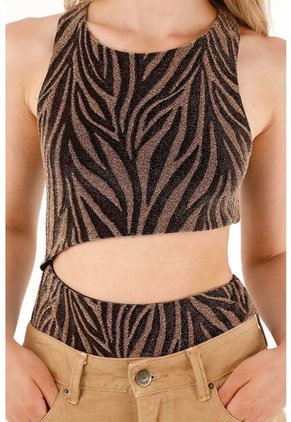 Tennis Body En Tejido Brillante Animal Print Para Mujer