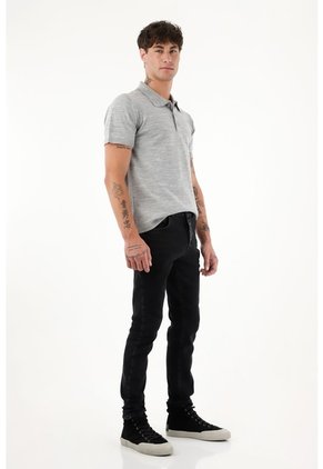 Tennis Jean Skinny Black Denim Con Caída Natural Para Hombre