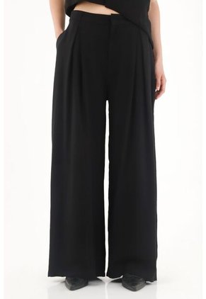 Tennis Pantalón Wide Leg Tipo Sastre Negro Para Mujer
