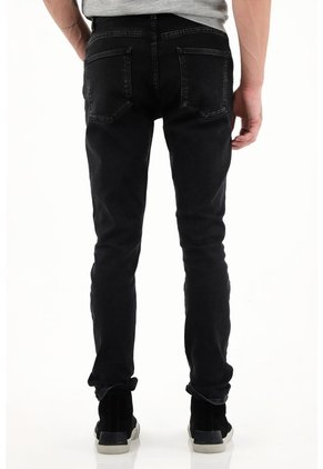 Tennis Jean Skinny Black Denim Con Caída Natural Para Hombre