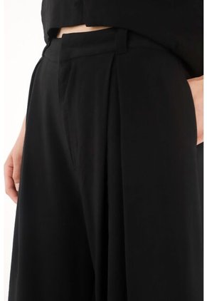 Tennis Pantalón Wide Leg Tipo Sastre Negro Para Mujer