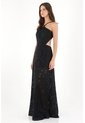 Tennis Vestido Largo De Cuello Halter En Tela Ojalillo Negro Para Mujer de Tennis