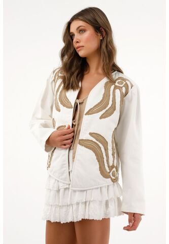 Tennis Abrigo Crudo De Silueta Amplia Con Bordado Para Mujer Tennis