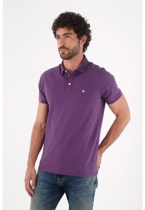 Tennis Polo Slim Fit Con Logo Bordado En Morado Para Hombre
