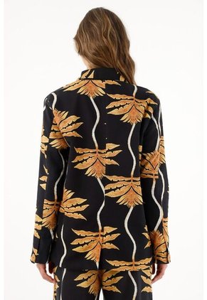 Tennis Abrigo Negro Estampado De Silueta Amplia Para Mujer