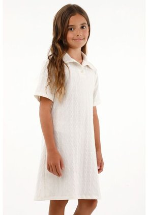 Vestido Corto Tipo Polo Crudo Para Niña