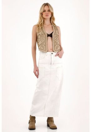 Tennis Falda Larga En Bull Denim Crudo Para Mujer