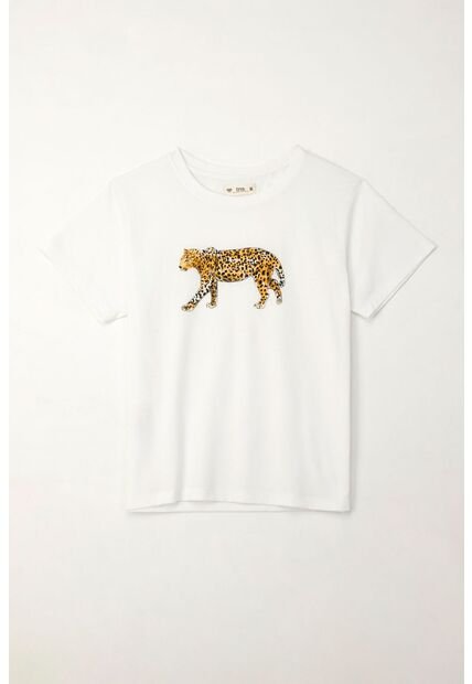 Tennis Camiseta Estampada Cuello Redondo Blanca Para Mujer