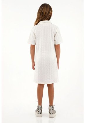 Vestido Corto Tipo Polo Crudo Para Niña