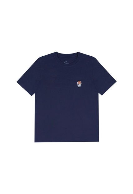 Camiseta Básica Azul Con Estampado Divertido Para Niño