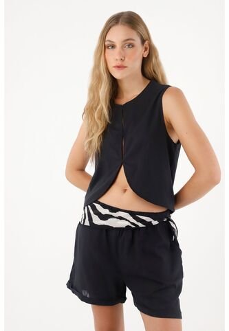 Tennis Chaleco Con Diseño Curvo Negro Para Mujer Tennis