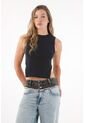 Tennis Camiseta Manga Sisa Con Espalda Crop Negra Para Mujer de Tennis