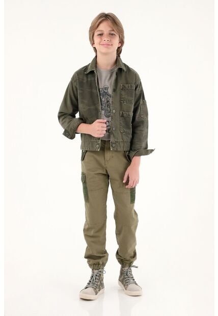 Pantalón Verde Con Bota Enresortada Para Niño