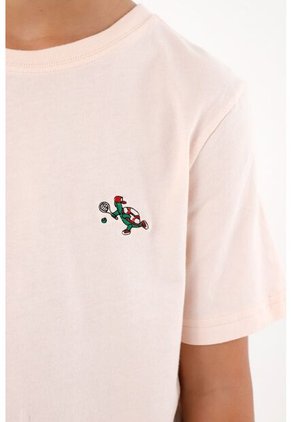 Camiseta Rosada Básica Con Estampado Divertido Para Niño