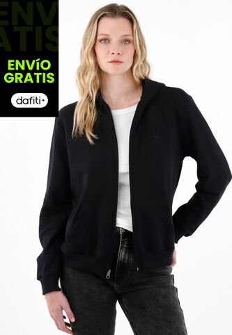 Buzo Negro Con Cierre Para Mujer Tennis