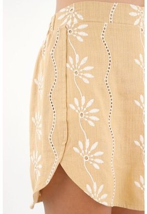 Falda Café Con Detalles Bordados Para Mujer