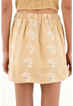 Falda Café Con Detalles Bordados Para Mujer