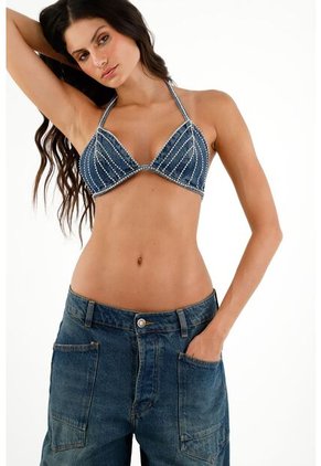 Tennis Camisa Tipo Top Azul Para Mujer