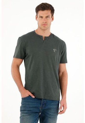 Tennis Camiseta Azul Con Bordado Decorativo Para Hombre