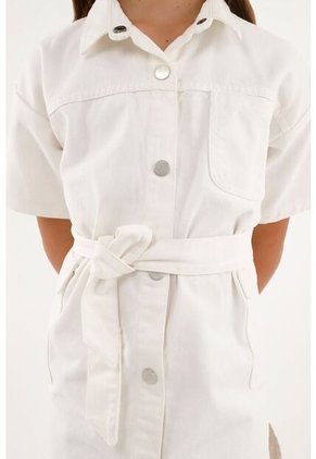 Vestido Con Bolsillos Cargo Crudo Para Niña