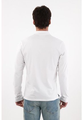 Tennis Polo Manga Larga Blanca Para Hombre