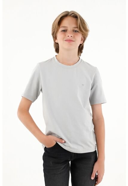 Camiseta Gris Manga Corta Para Niño