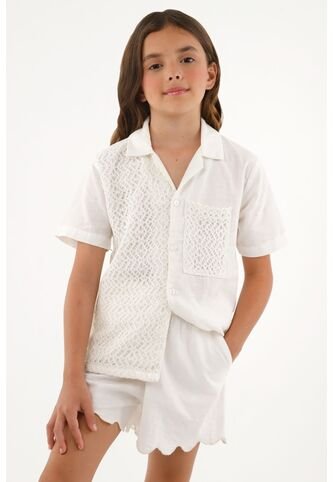 Camisa Crudo Tipo Bowling Para Niña Tennis