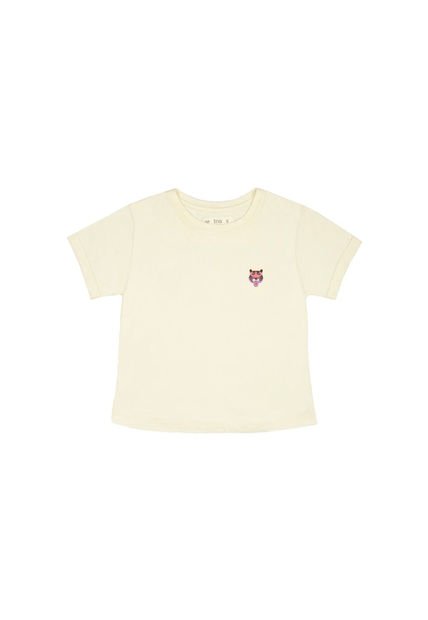 Camiseta Crudo Con Estampado De Tigre Para Niña