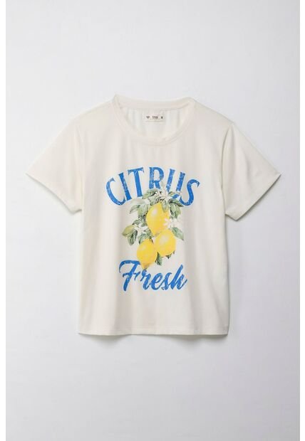 Tennis Camiseta Estampada Manga Corta Crudo Para Mujer