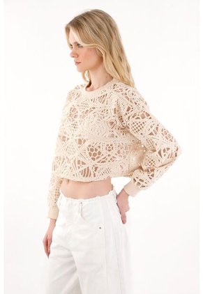 Tennis Buzo Con Transparencia Crudo Para Mujer