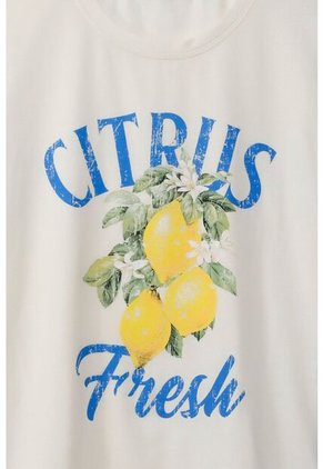 Tennis Camiseta Estampada Manga Corta Crudo Para Mujer