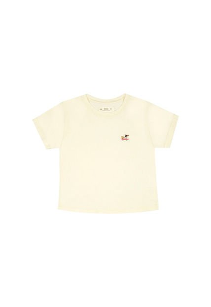 Camiseta Básica Con Bordado De Patineta Para Niña