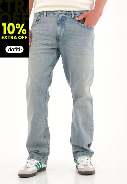 Jean Recto Tiro Medio Azul Claro Para Hombre