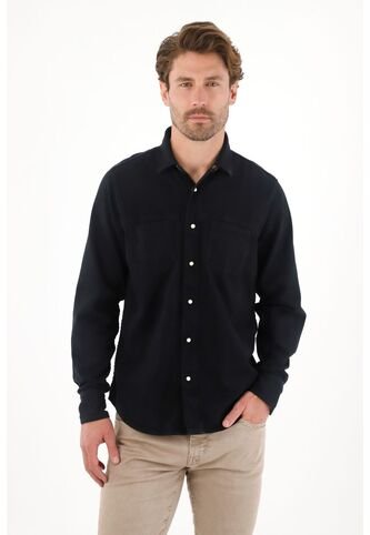 Tennis Camisa En Dril Liviano Manga Larga Negra Para Hombre Tennis