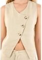 Chaleco En 100% Lino Con Escote Curvo Café Para Mujer de Tennis