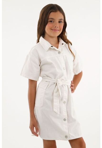 Vestido Con Bolsillos Cargo Crudo Para Niña