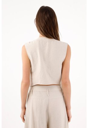 Tennis Chaleco Corto Recto Con Cruce Asimétrico En Beige Para Mujer